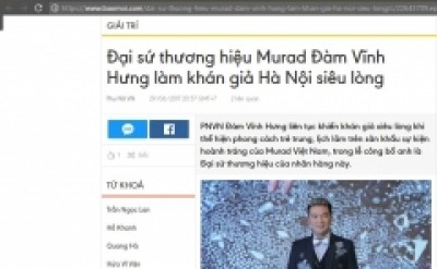 Baomoi.com: Đại sứ thương hiệu Murad Đàm Vĩnh Hưng làm khán giả Hà Nội siêu lòng