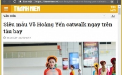 Thanhnien.vn: Siêu mẫu Võ Hoàng Yến catwalk ngay trên tàu bay